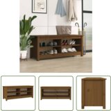 The Living Store Klop za čevlje medeno rjava 110x38x45,5 cm trdna borovina - Klop Za Čevlje, (21744434) Cene