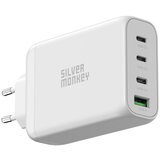 SILVER MONKEY GaN 130W stenski polnilec 3x USB-C PD 1x USB-A 3.0 QC bel, (21580904) | Shoptok.si