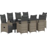 vidaXL 9 delni vrtni jedilni set s blazinami siva poli ratan | Shoptok.si