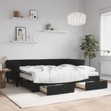 vidaXL Izvlečna dnevna postelja s predali črna 90x200 cm žamet Cene
