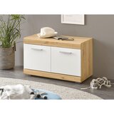 CARRYHOME garderobna klop hrast artisan, bela, visoki sijaj | Shoptok.si