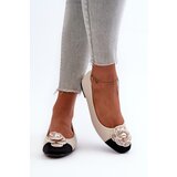 Boto Women's Ballerina Flats in Beige Eco Leather with Decorative Detail Divinella | Shoptok.si