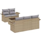  6-delni vrtni kavč set z blazinami bež poli ratan | Shoptok.si