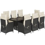  9-dijelni vrtni blagovaonski set s jastucima crni od poliratana | shoptok.hr