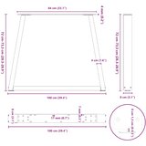  Noge za blagovaonski stol V-oblika 2 kom Crne 100 x (72-73,3) cm Čelik | shoptok.hr