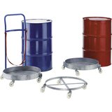 eurokraft pro Pomični podstavek za sode, s pločevinasto kadico, neprepustno za olje, pocinkan, s potisnim ročajem, notranji Ø okvira 610 mm | Shoptok.si