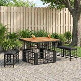  Vrtni set za objed 3 pcs Crna i Siva Poli Ratan i Drvo Akacije | shoptok.hr