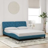 Maison Chic Posteljni okvir - Dvoposteljna postelja - Zakonska postelja z vzglavjem moder 160x200 cm žamet-J5994, (21775748) | Shoptok.si