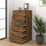  Komoda sa 6 ladica boja dimljenog hrasta 50 x 34 x 96 cm drvena | shoptok.hr
