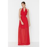 Trendyol Red Back Detailed Evening Dress & Graduation Dress Cene