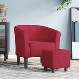  Fotelja s tabureom crvena boja vina baršunasta | shoptok.hr