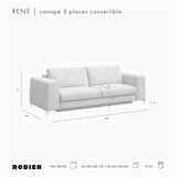 Rodier Sivorjava žametna raztegljiva sedežna garnitura 256 cm Rene – | Shoptok.si