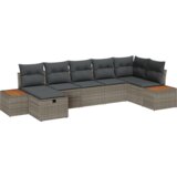 vidaXL 7-delni set vrtnega kavča z blazinami Siva Poli Ratan | Shoptok.si
