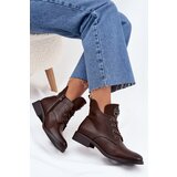 Boto Low Women's Ankle Boots On Flat Heel With Decorative Detail Lined Brown Cylira | Eponuda.ba