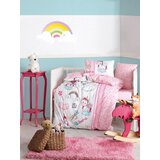  Unicorn - pink pinkwhiteturquoise ranforce baby quilt cover set cene