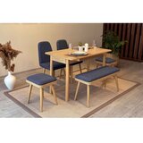 Hanah home vina mini 03 1048 oak dark blue (produžni set trpezarijskih stolova i stolica (6 komada))
