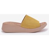 Panto Fino Ladies Suede Wedge Sandals Yellow | shoptok.hr