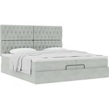vidaXL Otomanski posteljni okvir z vzmetnicami siv 200x200cm žamet | Shoptok.si