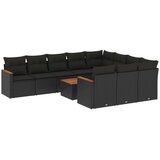 vidaXL 11-dijelni set vrtnih sofa od poliratana s jastucima crni | shoptok.hr