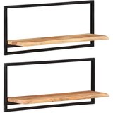  Zidne police 2 kom 80 x 25 x 35 cm masivni bagrem i čelik | shoptok.hr