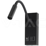 V-TAC Europe Ltd. LED zidna svetiljka crna flexi sa USB i prekidačem V-TAC | Eponuda.com