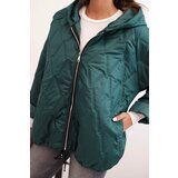 Kesi Włoski Women's quilted jacket with a hood dark green | Shoptok.si