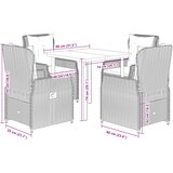  5-dijelni vrtni blagovaonski set od poliratana s jastucima sivi Siva 80 x 80 x 74 cm | Shoptok.si