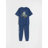 Reserved dvodelni komplet pižame s potiskom - mornarsko modra