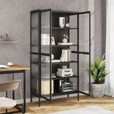 vidaXL Visoka komoda crna 85 x 40 x 180 cm od stakla i čelika | shoptok.hr