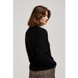 Marisse Black Long Sleeve Sweater With Decorative Weave | ePonuda.com