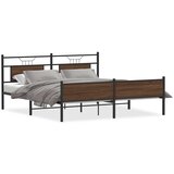 Maison Chic Kovinski Posteljni Okvir - Dvoposteljna postelja brez vzmetnice rjavi hrast 183x213 cm, (22081576) | Shoptok.si