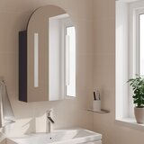  Kupaonski ormarić s ogledalom LED lučni sivi 42 x 13 x 70 cm | shoptok.hr