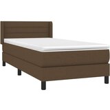  Box spring postelja z vzmetnico temno rjava 90x200 cm blago | Shoptok.si