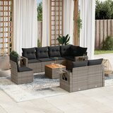 Maison Chic Seti vrtnega pohištva - Vrtna garnitura - Vrtni pohištvo set 9-delna z blazinami siv poli ratan, (21806207) | Shoptok.si