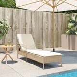  Ležaljka za sunčanje s jastukom bež 63x200x81 cm poliratan | shoptok.hr