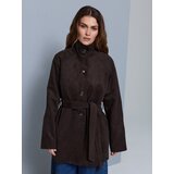 Sinsay Jakna sa stajaćim ovratnikom i remenom, od umjetnog brušenog materijala | shoptok.hr