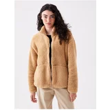 LC Waikiki Women's Standing Collar Straight Long Sleeve Oversize Plush Cardigan