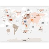  Foto tapeta - World Map in Beige Tones for Children\'s Room 343x256 Samoljepljiva | shoptok.hr