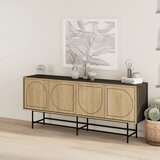 Marckeric Črna/v naravni barvi nizka komoda v hrastovem dekorju 187x77,5 cm Giana – | Shoptok.si