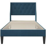  Krevetna konstrukcija s uzglavljem Plava 90 x 200 cm Baršun | shoptok.hr