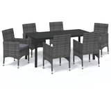  7-dijelni vrtni blagovaonski set sivi od poliratana Siva Dužina stola 185 cm | Shoptok.si