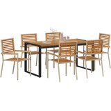  Vrtni set za objed 7 pcs Bež i smeđa poliratan | shoptok.hr