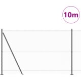 vidaXL Heksagonalna ograja Siva 1.5x10 m Jeklo, Ograjni stebri z osnovnimi ploščami 7 kos Ø32mm 83.5cm Galvanizirano jeklo | Shoptok.si