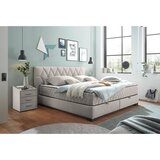 MID.YOU POSTELJA Z VZMETNICO 180 cm x 200 cm , tekstil, leseni material bež | Shoptok.si
