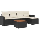  6-dijelni set vrtnih sofa s jastucima crni od poliratana | shoptok.hr
