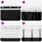  Zavjese za blackout s prstenovima 2 pcs Crna 260 x 140 cm | Eponuda.com