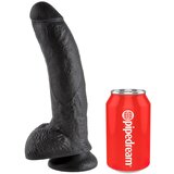 King Cock 9 - velik vibrator z objemko za testise (23 cm) - črn | Shoptok.si