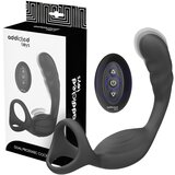 Addicted Toys analni vibrator s penisnim in prstanom za testise (črna) Cene