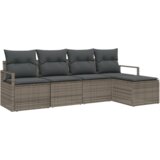 vidaXL 5-delni vrtni kavč set s blazinami siva poli ratan | Shoptok.si