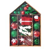 Novogodišnji ukras Lampioni sa novogodisnjim motivima zeleno, crveno, beli set